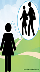 Silhouette of a girl thinking of her friends glowing with white light.